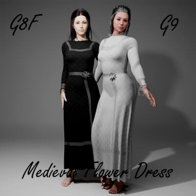 Medieval Flower Dress for Genesis 8 Female Genesis 9