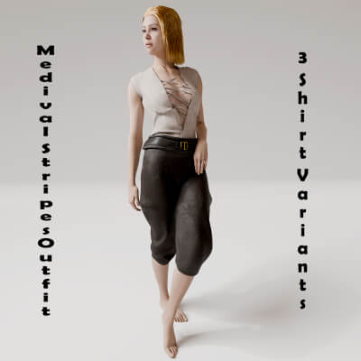 Medieval Stripes Outfit for Genesis 9 by R3DCloth