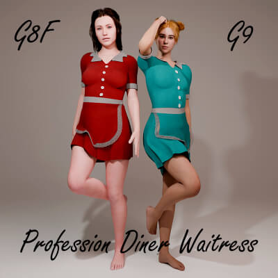 Profession Diner Waitress for Genesis 8 Female / Genesis 9