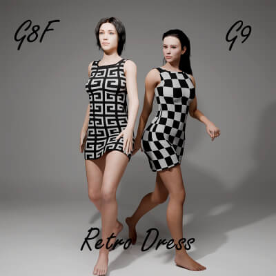 Retro Dress for Genesis 8 Female / Genesis 9