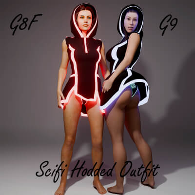 Scifi Hooded Outfit for Genesis 8 Female / Genesis 9