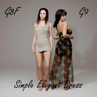 Simple Elegant Dress for Genesis 8 Female / Genesis 9