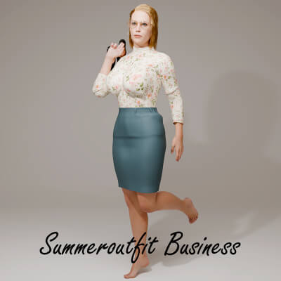 Summer Outfit Business for Genesis 9 by R3DCloth