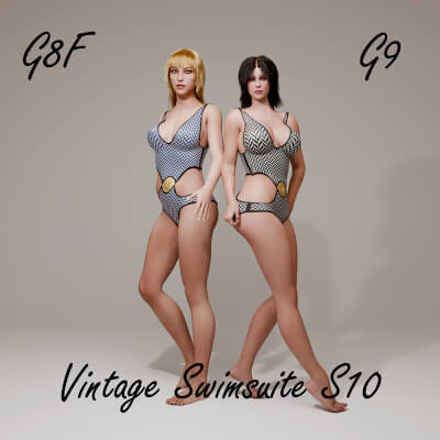 Vintage Swimsuit S10 for Genesis 8 Female / Genesis 9 by R3DCloth
