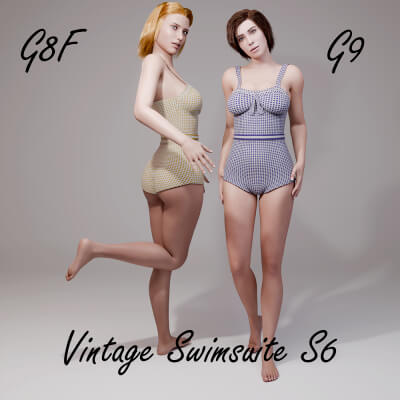 Vintage Swimsuit S6 for Genesis 8 Female / Genesis 9