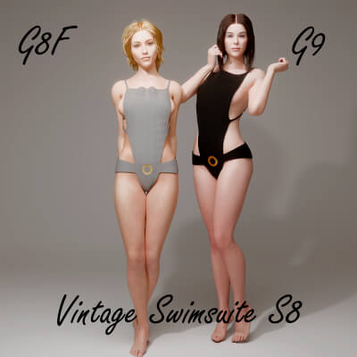 Vintage Swimsuit S8 for Genesis 8 Female / Genesis 9 by R3DCloth