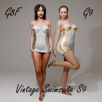 Vintage Swimsuit S9 for Genesis 8 Female / Genesis 9 by R3DCloth