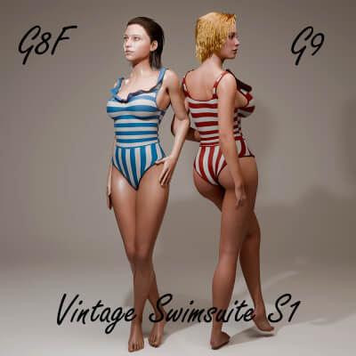 Vintage Swimsuite S1 for Genesis 8 Female / Genesis 9
