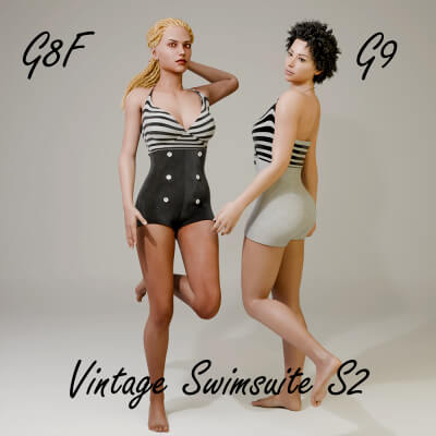 Vintage Swimsuite S5 for Genesis 8 Female / Genesis 9