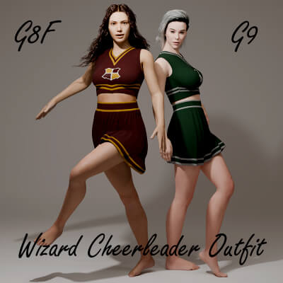 Wizard Cheerleader Uniform for Genesis 8 Female / Gen 9