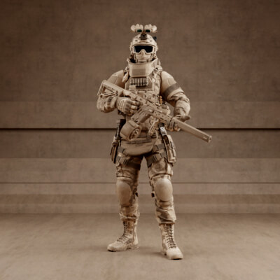 Game-Ready Military Character Blender Low-Poly 3D Model