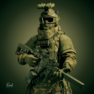 Game-Ready Military Character Blender Low-Poly 3D Model