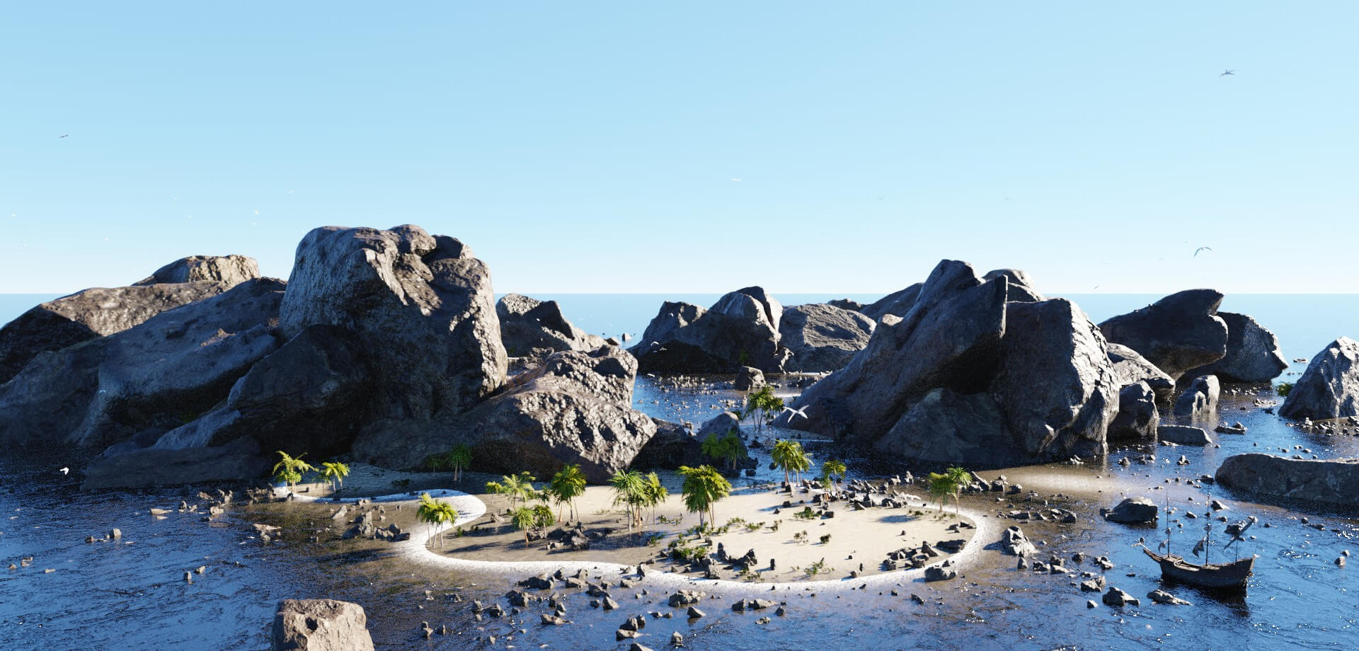 Archipelago of rocks 3D Render RenderHub Gallery
