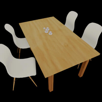 Chairs and Table With Candles Free 3D Model