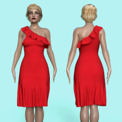 D-Force Midi Frill Dress for Genesis 8 Females Daz 3D Free