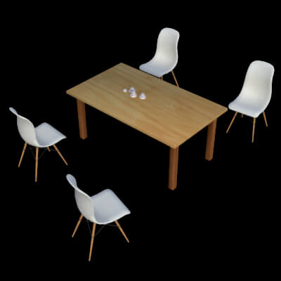 Dining Table with Chair and Candles Props for DAZ Studio