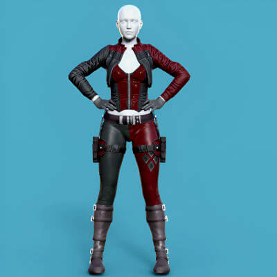Harley Quinn Outfit for Genesis 8 Female and Genesis 9
