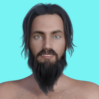 R3D Long Hair and Beard Set 01 for G8M Daz 3D
