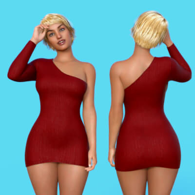 R3D One-Shoulder Mini Dress for Genesis 8 Females daz Free by Rango2001