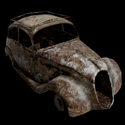 Rusty Destroyed Car 3D Model