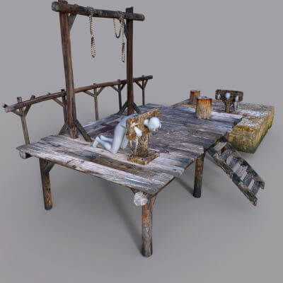 Scaffold Execution Site Prop and Poses for Daz Studio