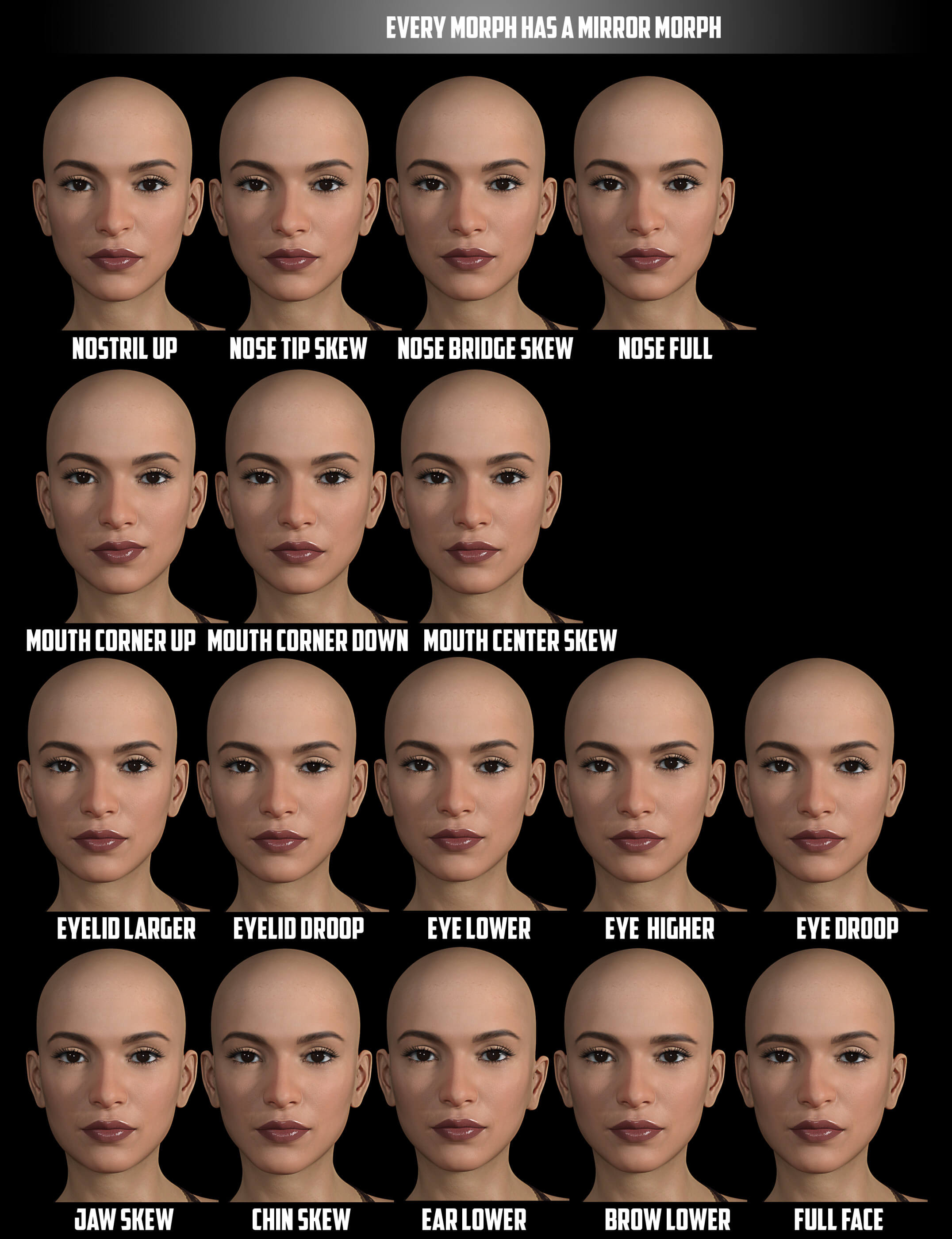 Asymmetrical Face Morphs for G8F Daz Content by RazzleDazzle3D