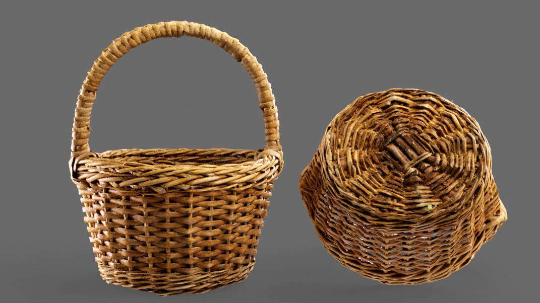 Wooden Wicker Basket 3D Model by realityscanning