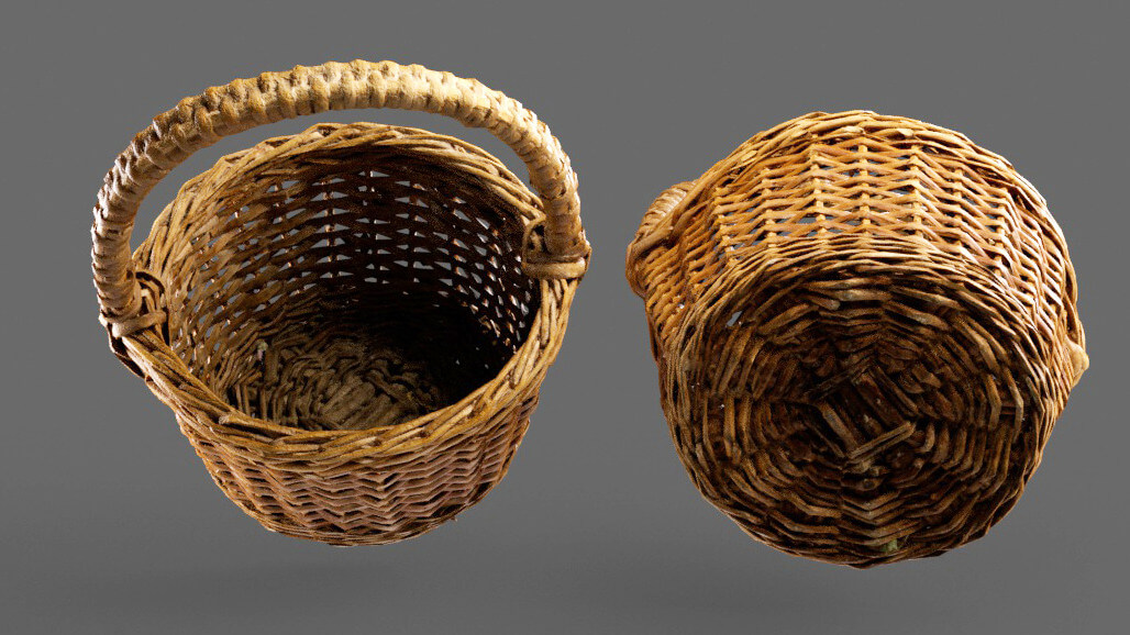 Wooden Wicker Basket 3D Model by realityscanning