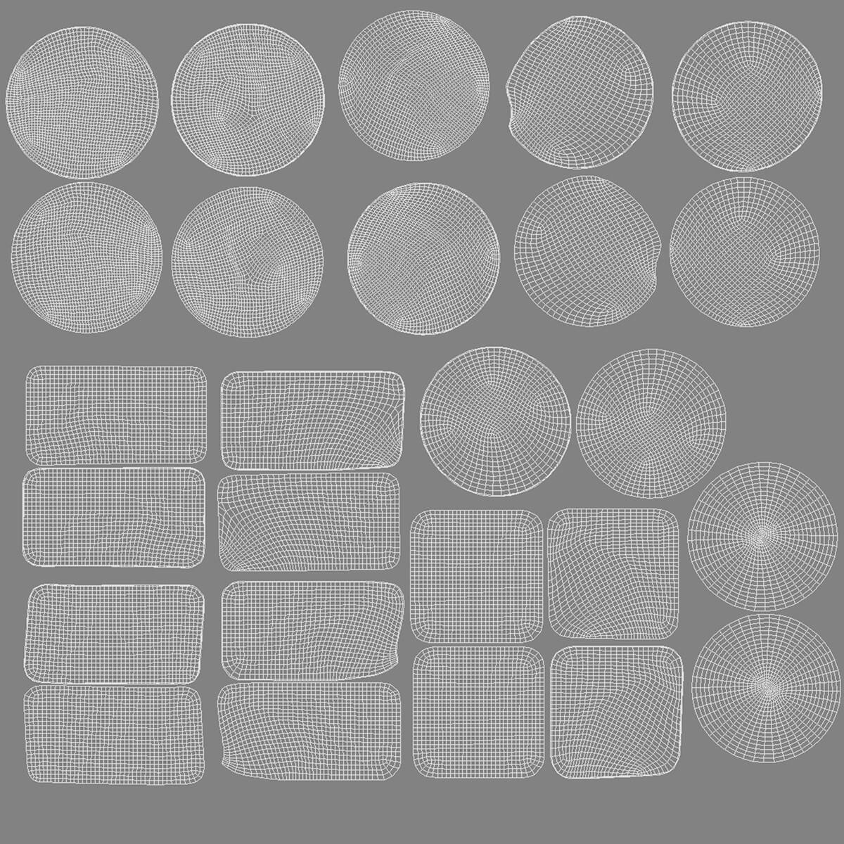 13 Stickers Set Silver Adhesive Round Square Sticky Labels - 3D Model ...