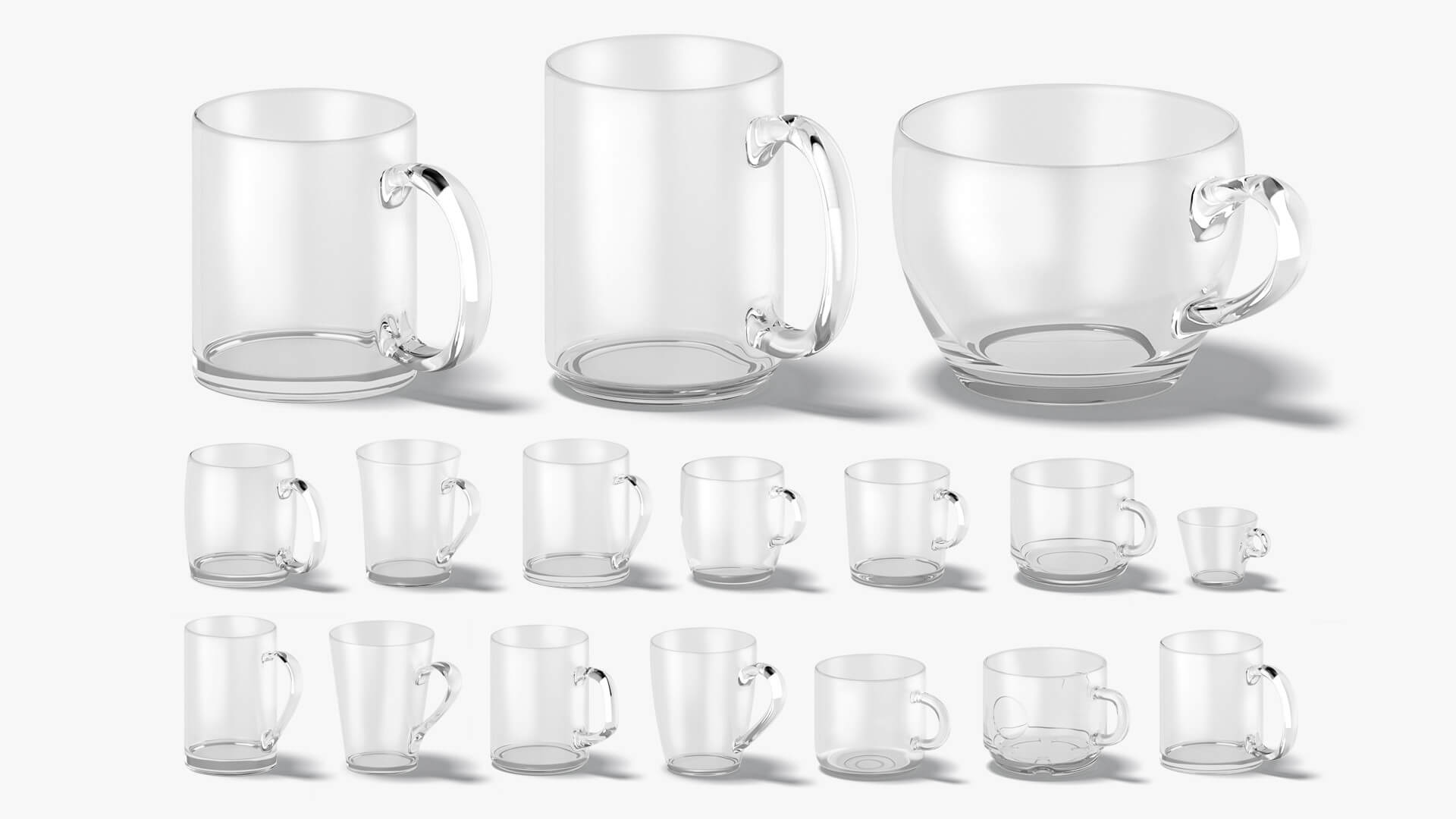 18 Glass Mug Shapes - Cups With Different Forms and Sizes 3D Model by ...