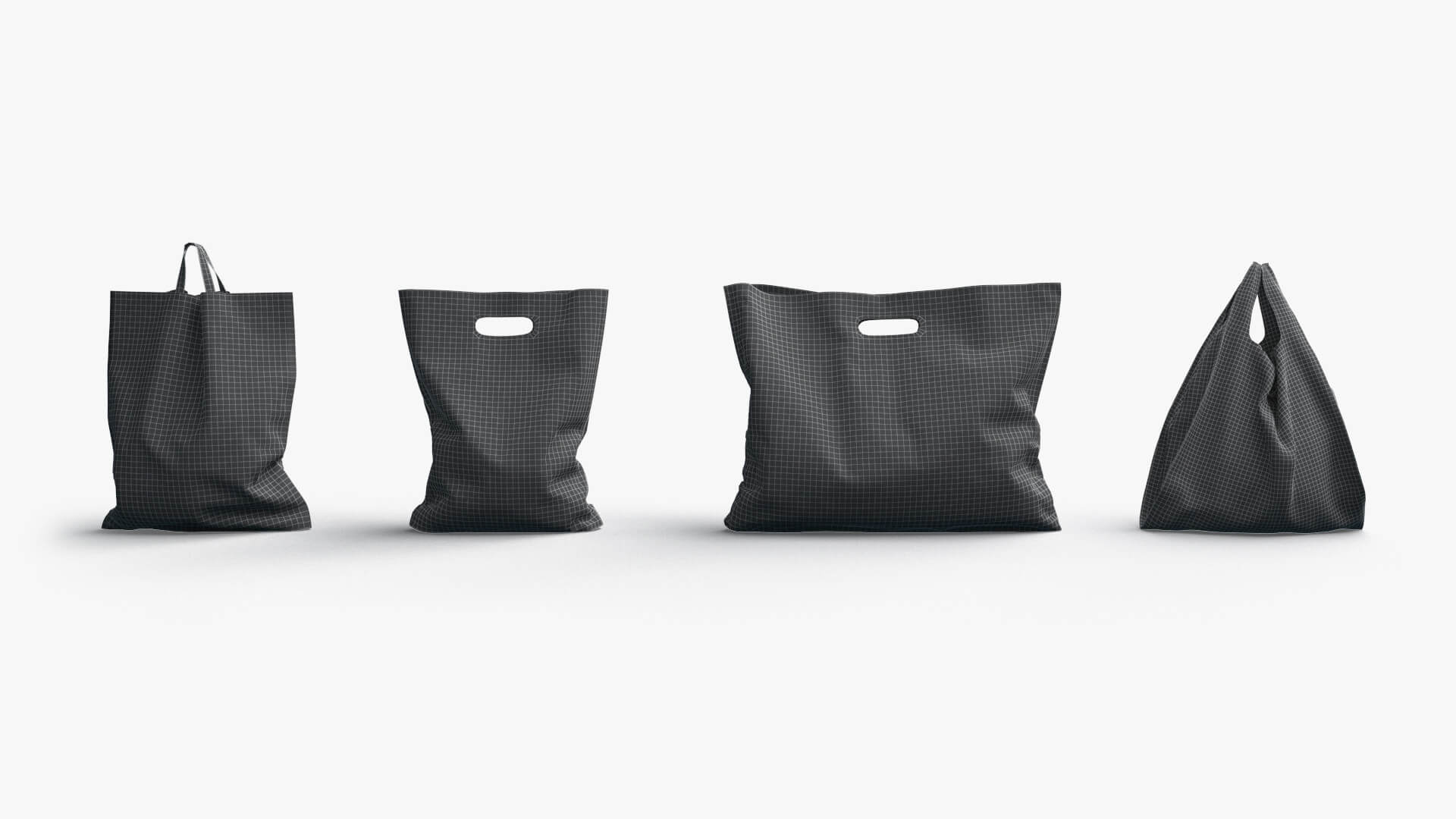 4 Black Plastic Bag Set 3D Model by rebrandy