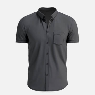 Black Short Sleeve Shirt - Men Button Down Dress Shirt 3D Model by rebrandy