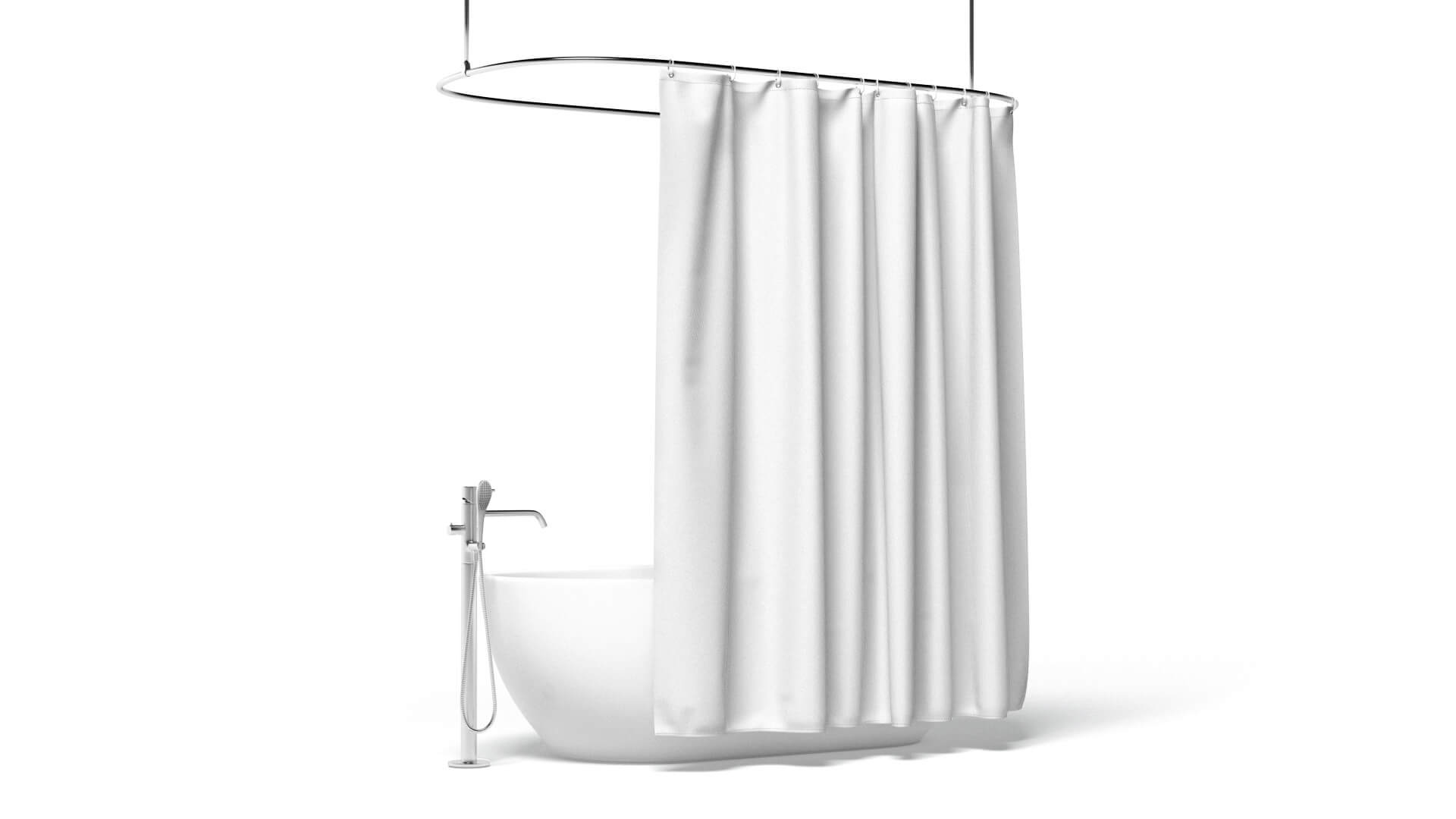 Closed Shower Curtain with Bath Interior Elements 3D Model by rebrandy