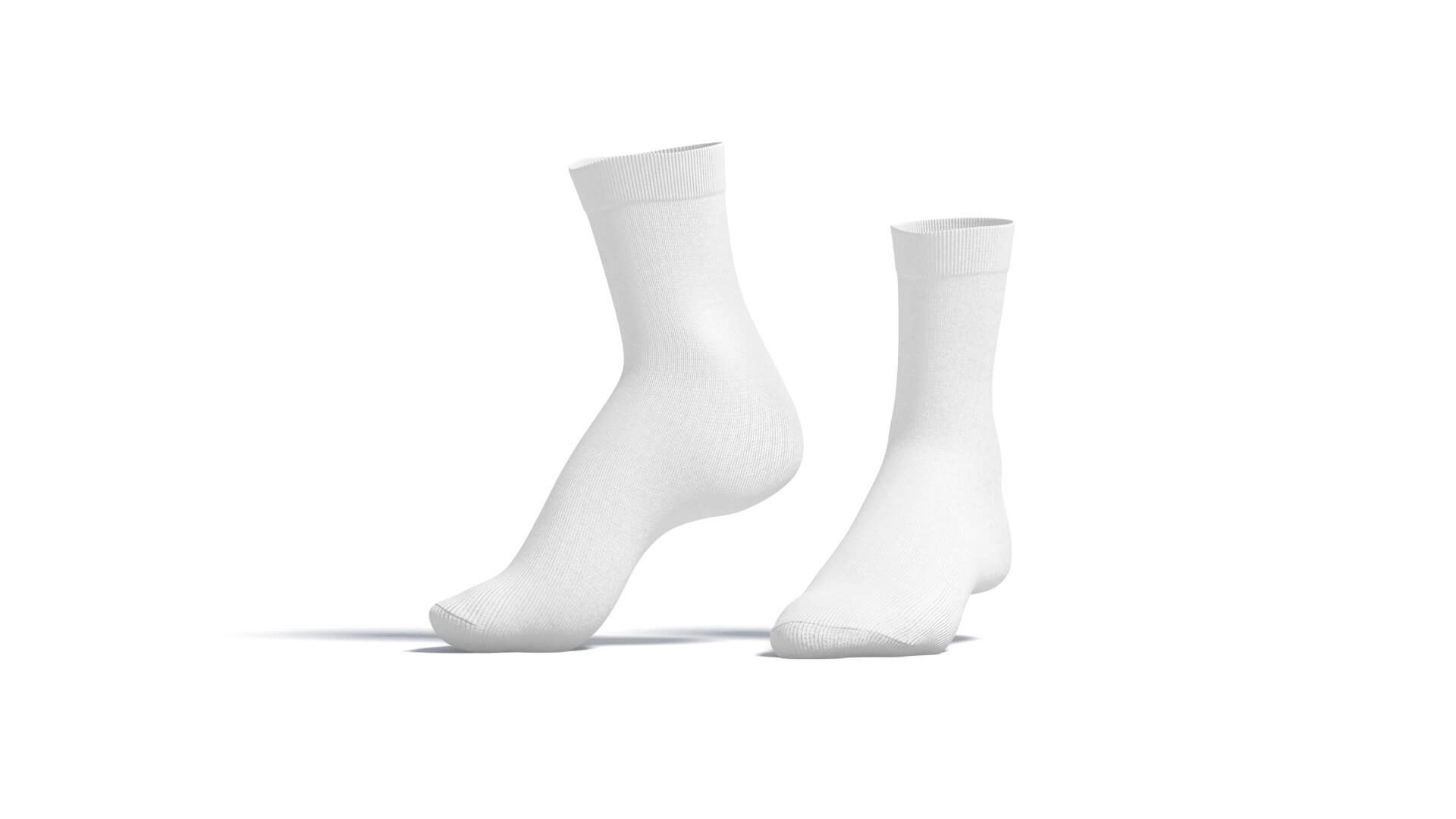 White Long Socks Stand on Tiptoe Fabric Sox Pair 3D Model by rebrandy