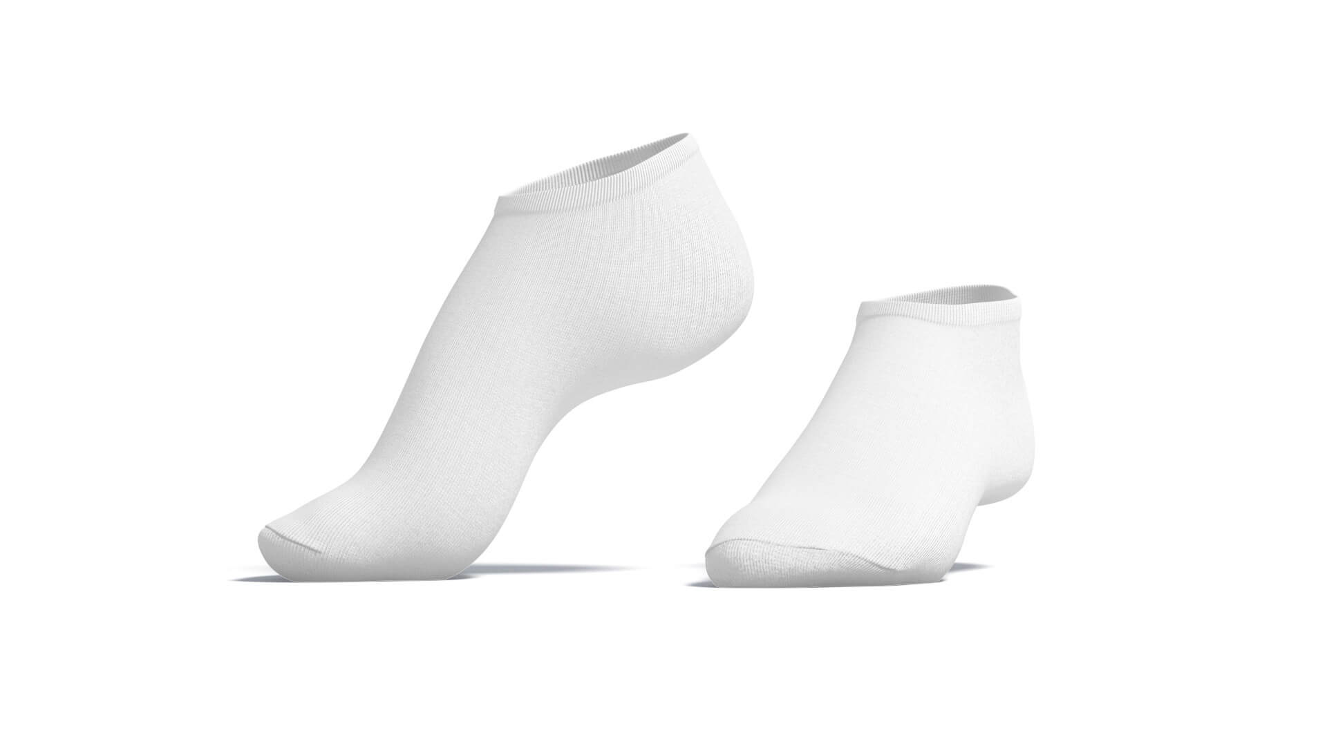 White Lowcut Socks Stand on Tiptoe Fabric Sox Pair 3D Model by rebrandy