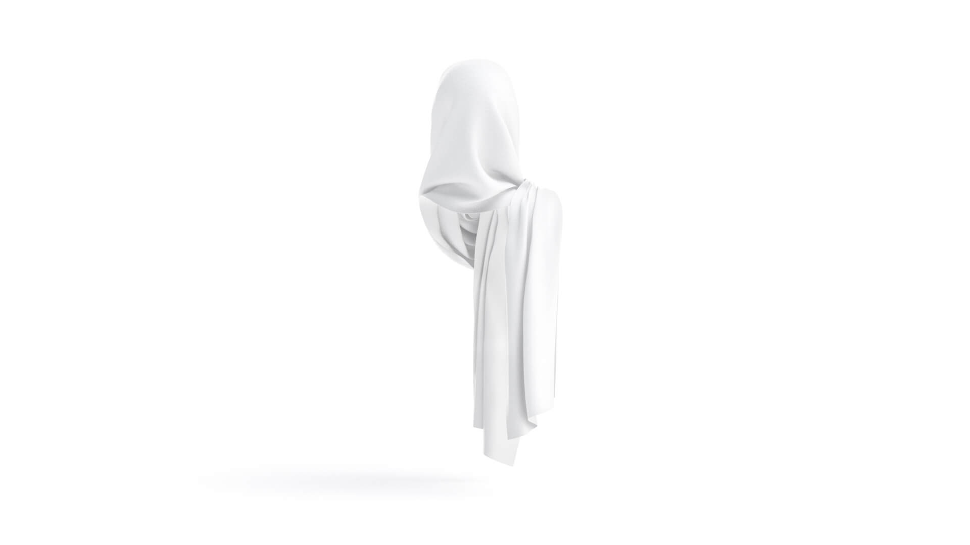 White Shayla Muslim Traditional Woman Headscarf 3D Model by rebrandy