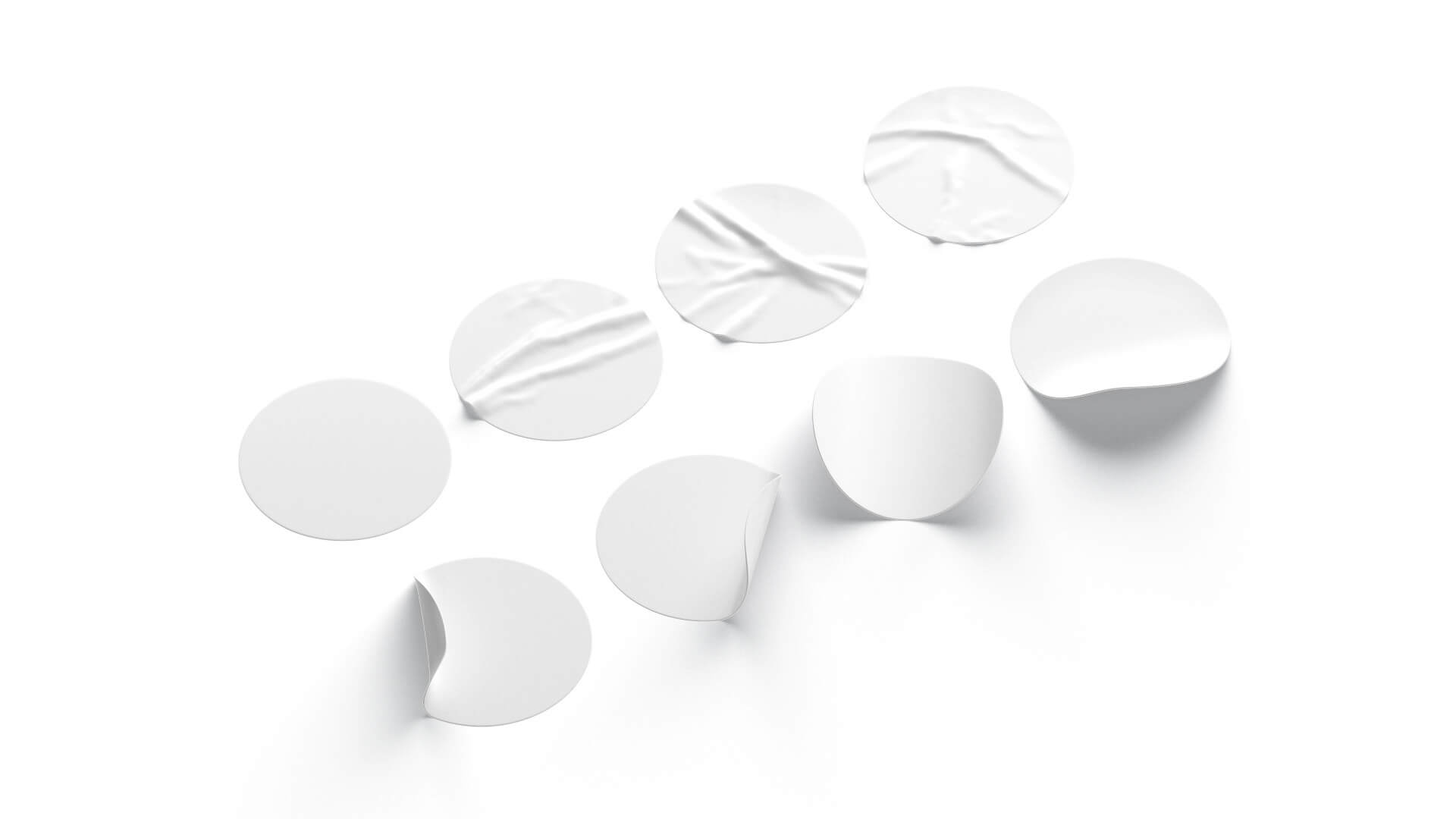 White Stickers Set - 8 Adhesive Sticky Labels 3D Model by rebrandy