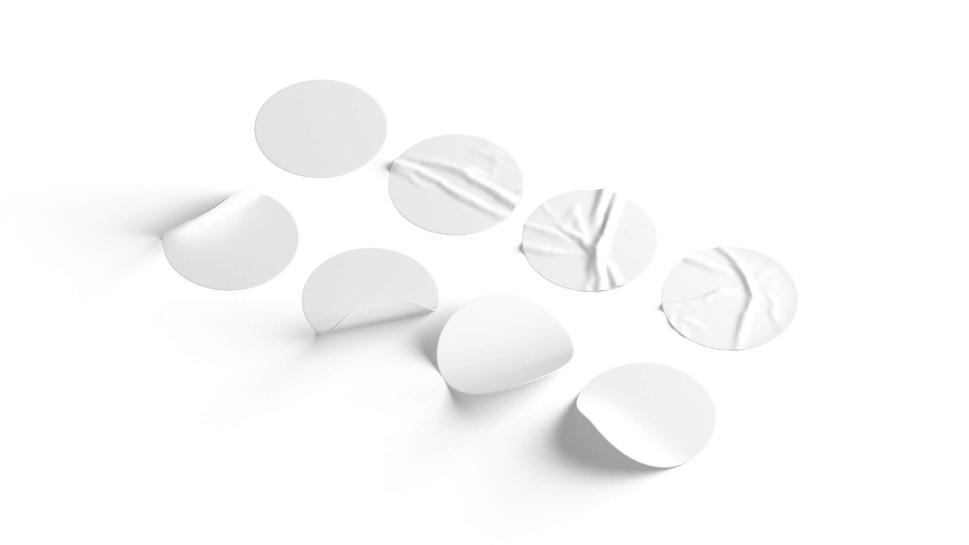 White Stickers Set - 8 Adhesive Sticky Labels 3D Model by rebrandy