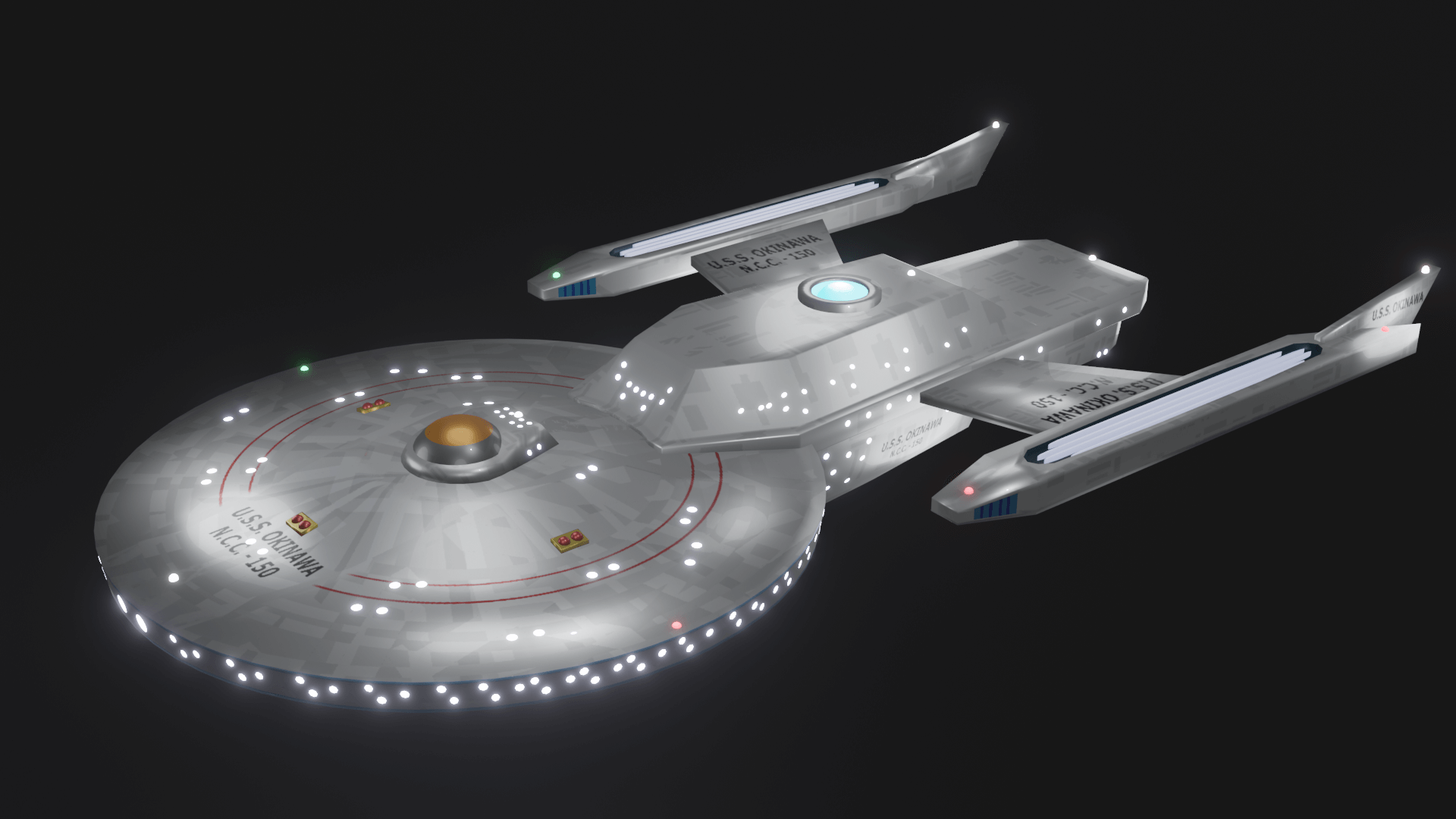 USS Okinawa NCC-150 3D Render, Digital Art by Redclay777
