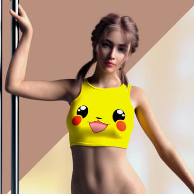 RQL-dForce Kawaii Crop Top with Pokemon Texture G8F &amp