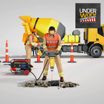 Builder with Jackhammer