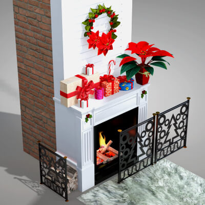 Christmas Fireplace and Decoration