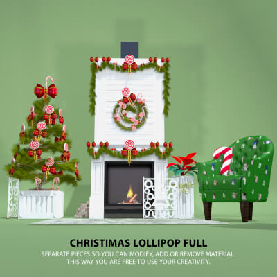 Christmas Lollipop Fireplace Full