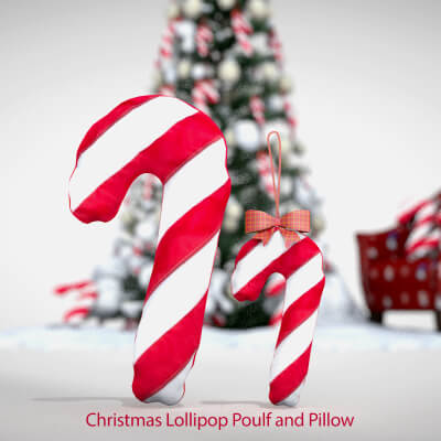 Christmas Lollipop Pouf and Pillow 3D Model