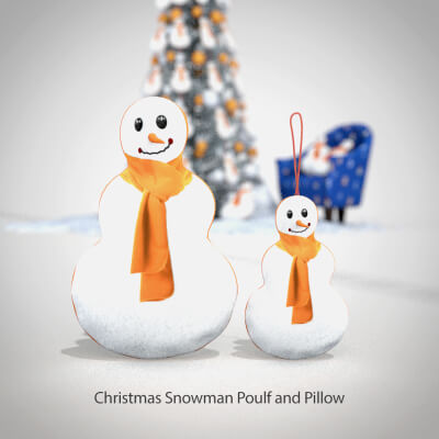 Christmas Snowman Pouf and Pillow