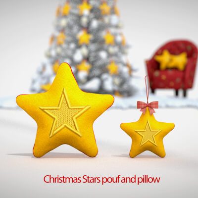 Christmas Star Pouf and Pillow