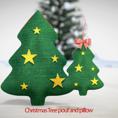 Christmas Tree Pouf and Pillow