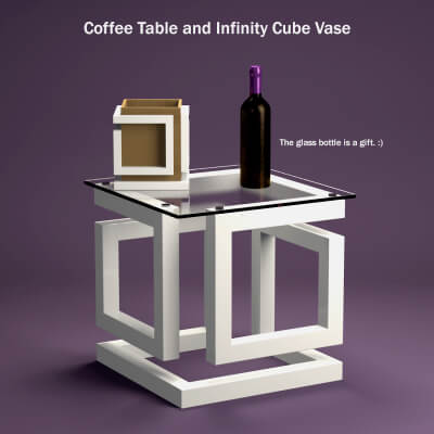 Coffee Table and Infinity Cube Vase