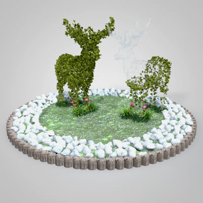 Garden with Deer Topiary