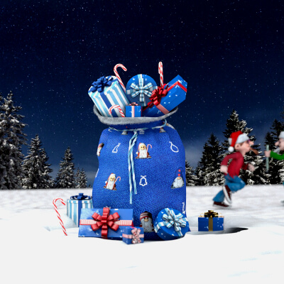 Santas Blue Gift Bag